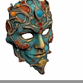 Ornate Decorative Mask With Blue Enamel Gold Accents And Intricate Colorful Gemstones