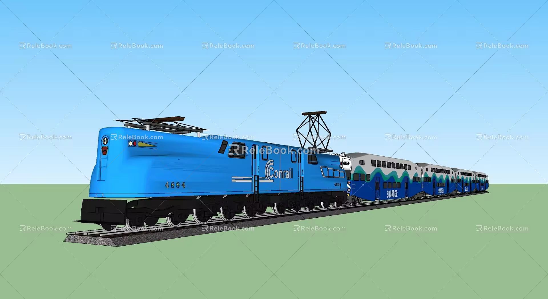 Modern tram train subway high-speed rail train 3d model