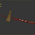 Traditional Decorative Weapons With Woven Pattern Handle And Red White Striped Design 3d model