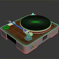 Vintage Turntable With Wooden Surface Black Platter And Metal Tonearm