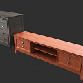 Brown And Gray TV Stands With Drawers And Open Shelf For Living Room