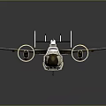 White Fighter Jet With Twin Propellers Red Wingtips And Black Yellow Tail Markings