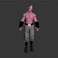 Pink Skinned Muscular Game and Movie Character with Gray Pants Black Wristbands and Golden Belt