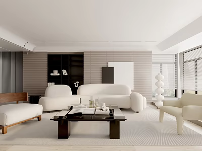 Modern Living Room Interior Design With White Sofa Coffee Table And Area Rug Decor 3d model