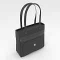 Stylish Black Leather Handbag with Twin Handles Front Pocket and Logo Detail
