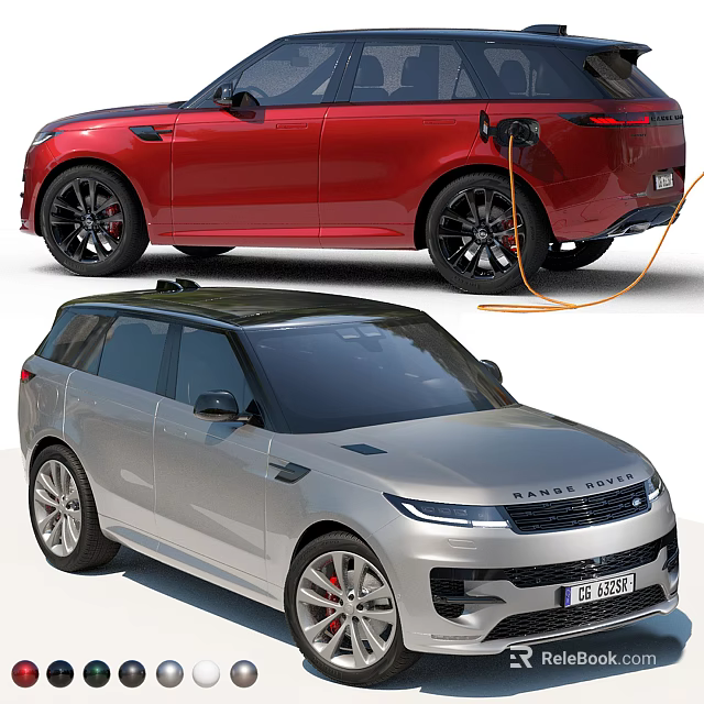 Red And Silver Range Rover SUVs With Electric Charging 3d model 