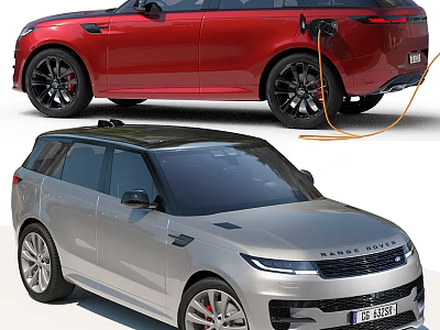 Red And Silver Range Rover SUVs With Electric Charging 3d model