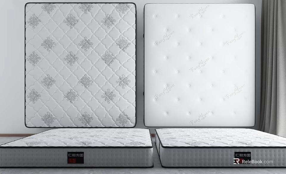 Different Mattress Designs Showcasing Diamond Pattern And Dot Details 3d model 