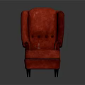 Red Modern Upholstered Armchair With High Back Tufted Design For Living Room