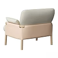 Modern Minimalist Single Sofa with Light Beige Fabric Cushions Light Pink Armrests and Wooden Legs