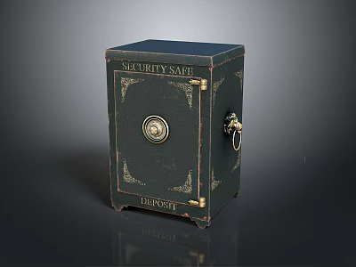 Vintage Green DUNSSEY Security Safe Furniture With Round Lock And Metal Handle 3d model