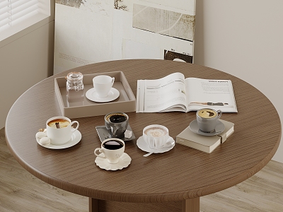 Decorations Coffee Cup Books 3d model