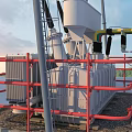 Outdoor Industrial Power Transformer Equipment With Metal Framework And Red Railings