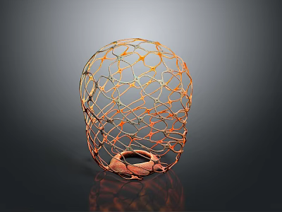 Modern Decorative Orange Mesh Furniture With Circular Base And Storage Design 3d model