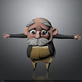 Elderly Man With Gray Mustache And Outstretched Arms Wearing Brown Pants And Black Jacket