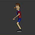 Cartoon Clown With Red Nose Red Blue Striped Shirt Blue Shorts Black Shoes Raising Hand