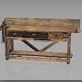 Rustic Wooden Workbench Furniture With Drawers X Shaped Base And Long Surface