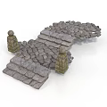 Curved Stone Walkway Architecture In Garden With Steps And Decorative Pillars