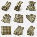 Cozy Plaid Folded Blanket With Decorative Tassels On White Background