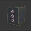 Commercial Safebox Equipment With Three Metal Knobs Blue Exterior Vintage Worn Look Design