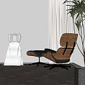 Modern Black Leather Lounge Chair With Wooden Armrests By Window In Natural Light