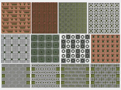 Various Patterned Decorative Floor Tiles With Different Colors And Geometric Designs 3d model