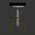 Modern Round Bar Stool With Black Upholstered Seat And Gold Metal Frame