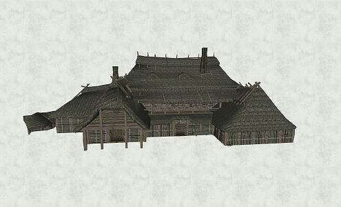 Chinese-style thatched cottage thatched cottage thatched pavilion cottage farmhouse 3d model