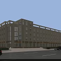 Modern Office Building Exterior Design With Golden Facade Large Glass Windows And Street Front Parking