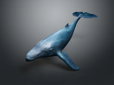 Blue Whale Majestic Aquatic Animal With Blue Coloration Graceful Swimming Posture Isolated On Gray Background 3d model