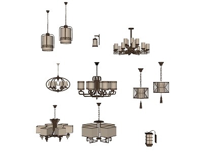 New Chinese-style lamps and lanterns combination lamps model