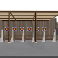 Outdoor Covered Shooting Range With Target Practice Stations And Training Area 3d model