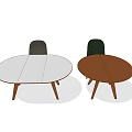 White And Brown Oval Dining Table Set With Dark Mesh Back Chairs 3d model