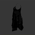 Stylish Black Sleeveless Dress With Spaghetti Straps And Layered Ruffled Skirt