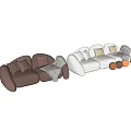 Modern Multiplayer Curved Sofa 3d model