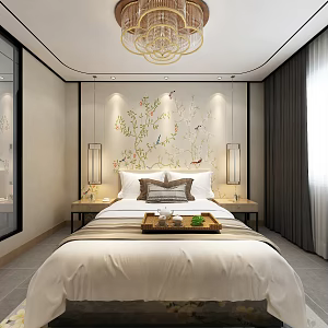 New Chinese Room Hotel Room 3d model