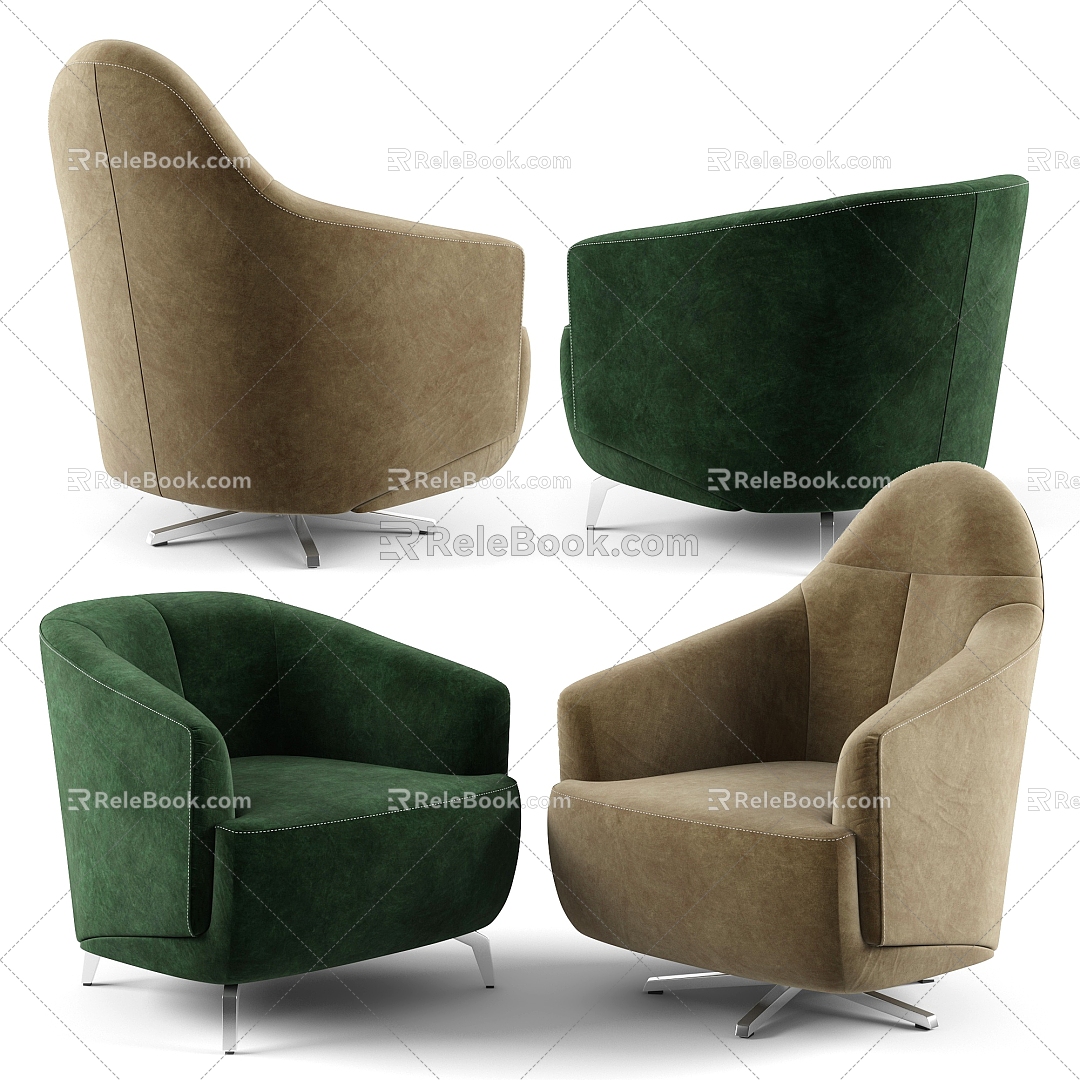 Modern Fabric Single Sofa 3d model