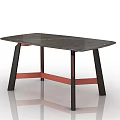 Modern Dining Table With Sleek Dark Top And Red Accent Legs 3d model