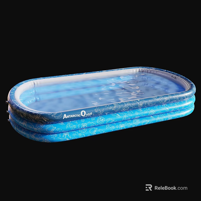 Blue Inflatable Above Ground Swimming Pool With Wavy Design For Outdoor Use 3d model 