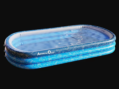Blue Inflatable Above Ground Swimming Pool With Wavy Design For Outdoor Use 3d model