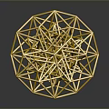 Yellow Abstract Geometric Sculpture With Intricate Wireframe 3D Modern Design 3d model