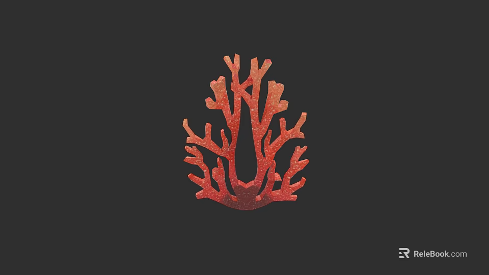 Detailed Vibrant Red Coral Shaped Botanical Art on Black Background 3d model 