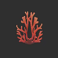 Detailed Vibrant Red Coral Shaped Botanical Art on Black Background