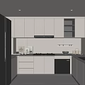 Modern Open Kitchen Interior Design With White Cabinetry Appliances And Window 3d model