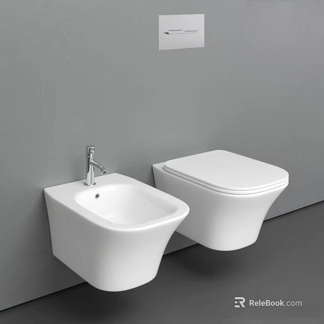 Modern White Wall Mounted Toilet with Bidet in Sleek Contemporary Bathroom Design 3d model 