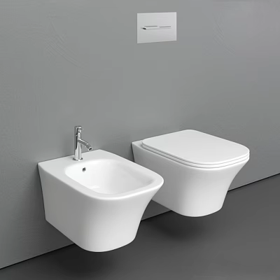 Modern White Wall Mounted Toilet with Bidet in Sleek Contemporary Bathroom Design 3d model