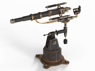 Antique Surveying Instrument With Metal Structure Rusted Base And Adjustable Parts 3d model