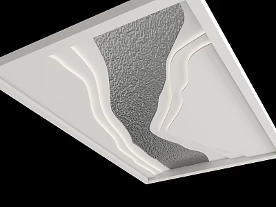 Modern Interior Ceiling Design With Textured Panel And Curved Lines 3d model