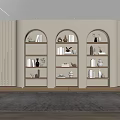 Quiet Ancient Style Round Arch Bookshelf Storage Rack Decorative Rack 3d model