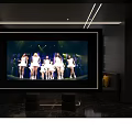 Modern KTV Lounge Interior With Stylish LED Lighting Comfortable Seats And Entertainment Setup